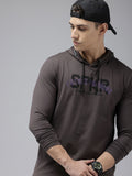 SPYKAR Typography Printed Hooded Slim Fit T-shirt