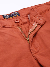 The Indian Garage Co Men Rust Slim Fit Cotton Chino Shorts