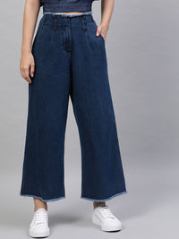 STREET 9 Women Blue Flared Faded Parallel Trousers