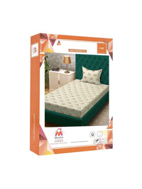 Myntra Elegant Homes Yellow & Brown Floral 400 TC Single Bedsheet with 1 Pillow Covers
