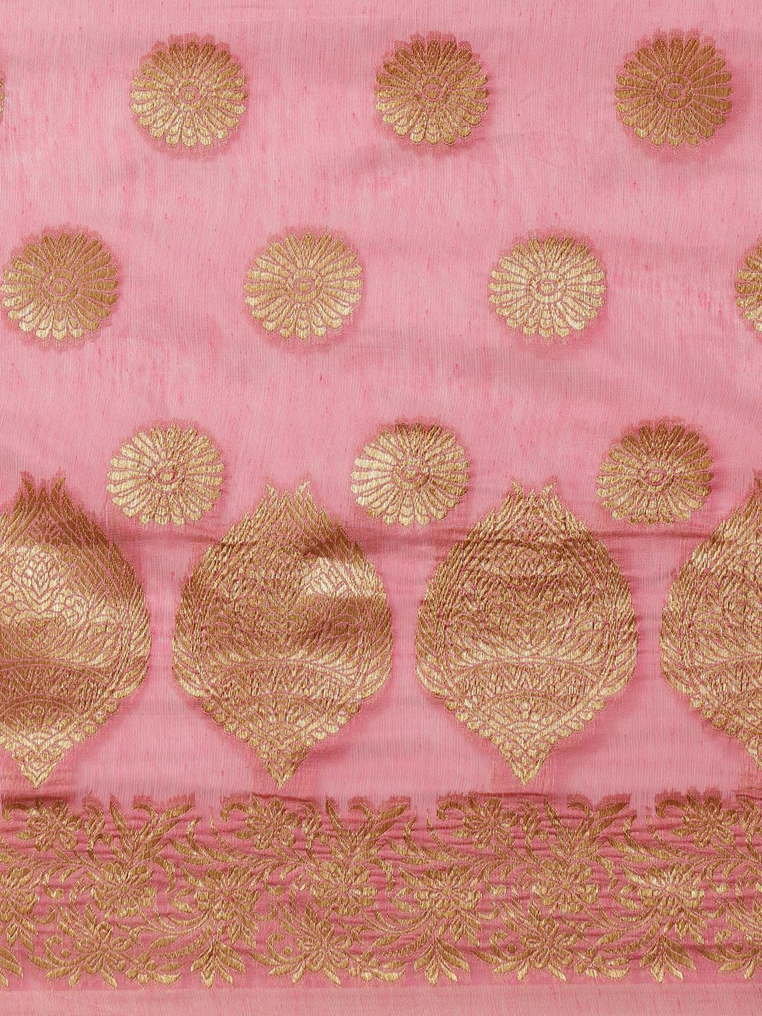 Saree mall Pink & Golden Woven Design Saree