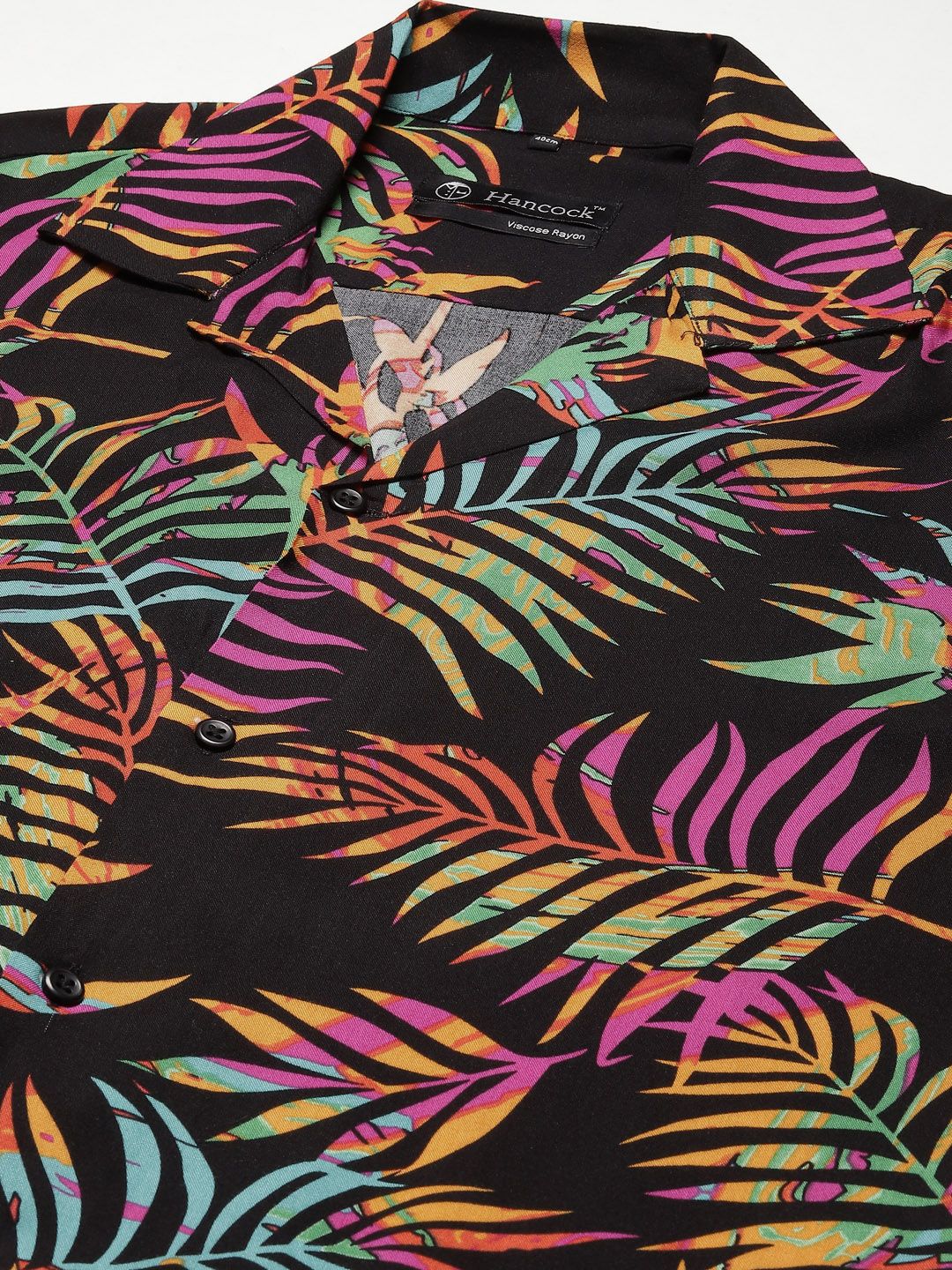Hancock Men Black & Yellow Printed Relaxed Fit Casual Resort Shirt