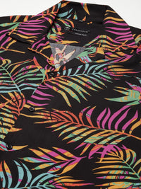 Hancock Men Black & Yellow Printed Relaxed Fit Casual Resort Shirt
