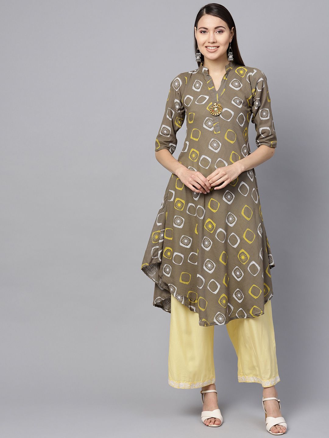 SOJANYA Women Grey Printed A-Line Kurta