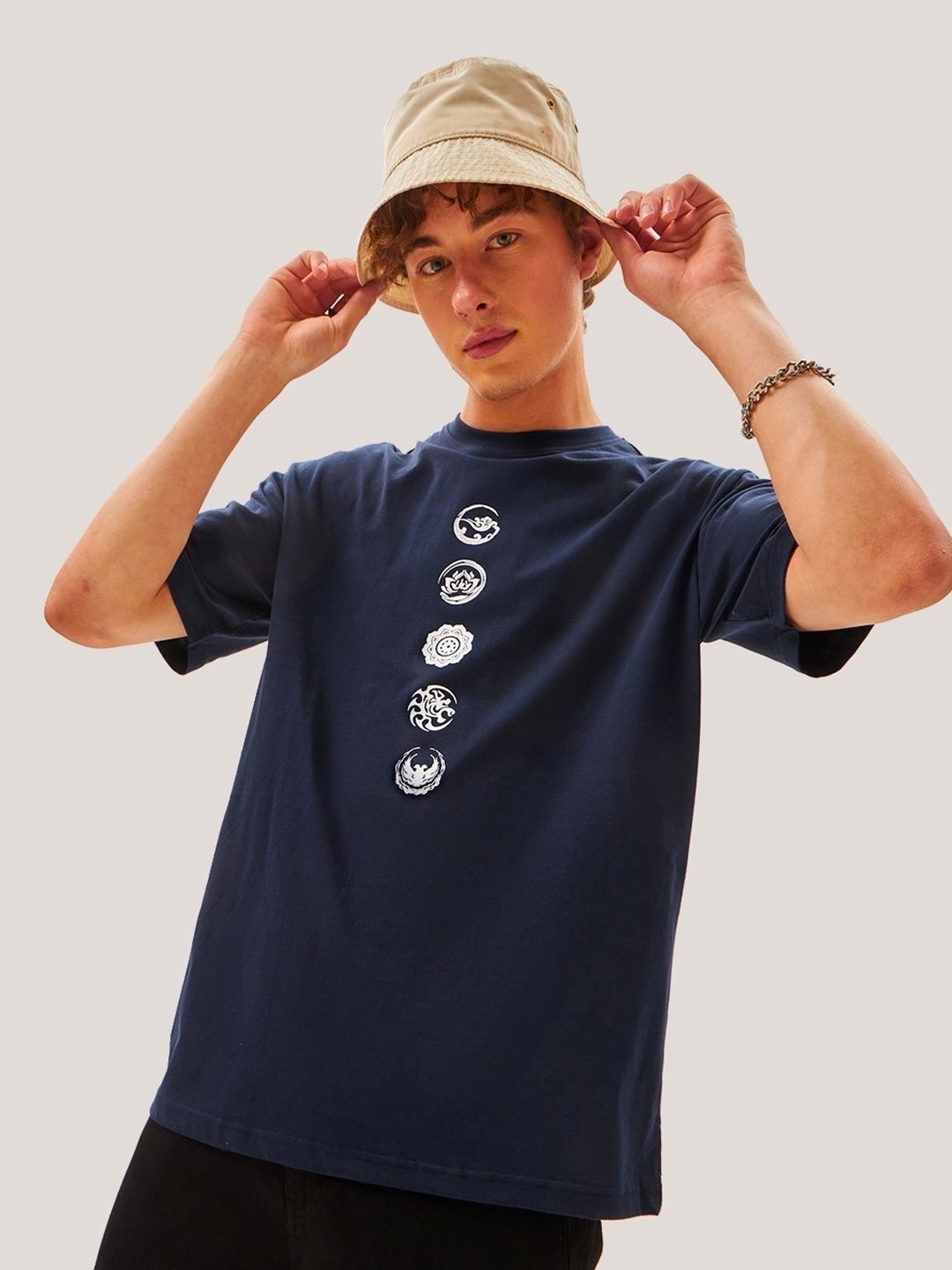 Bewakoof Graphic Printed Drop-Shoulder Sleeves Oversized Cotton T-shirt