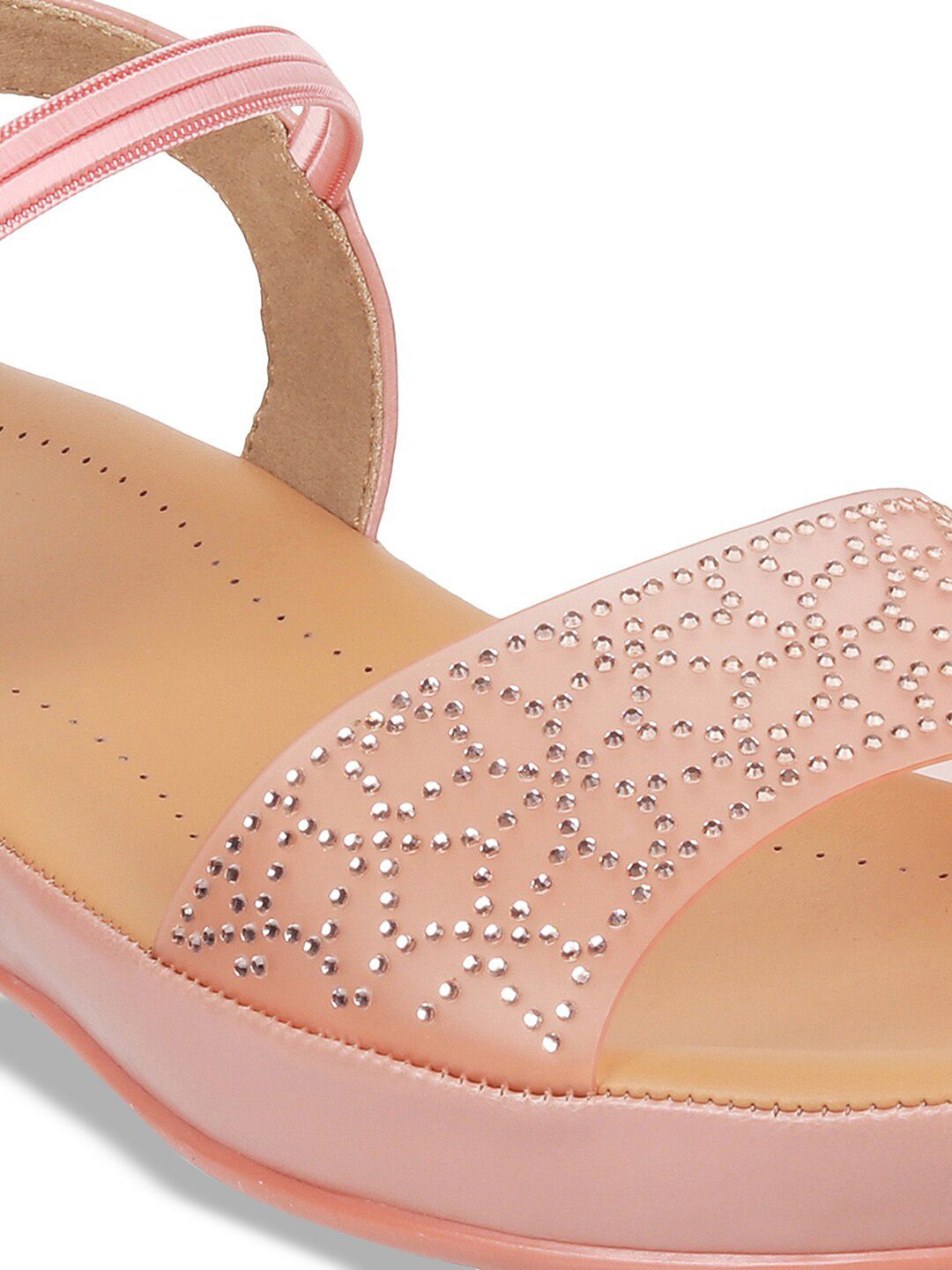 Metro Embellished Open Toe Wedges With Backstrap