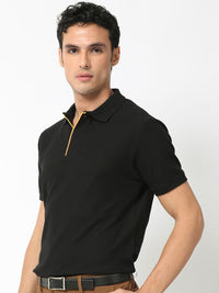 RARE RABBIT Men Rings-4 Slim Fit Solid Polo Collar T-Shirt