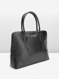 Lino Perros Women Croc Textured Structured Laptop Shoulder Bag
