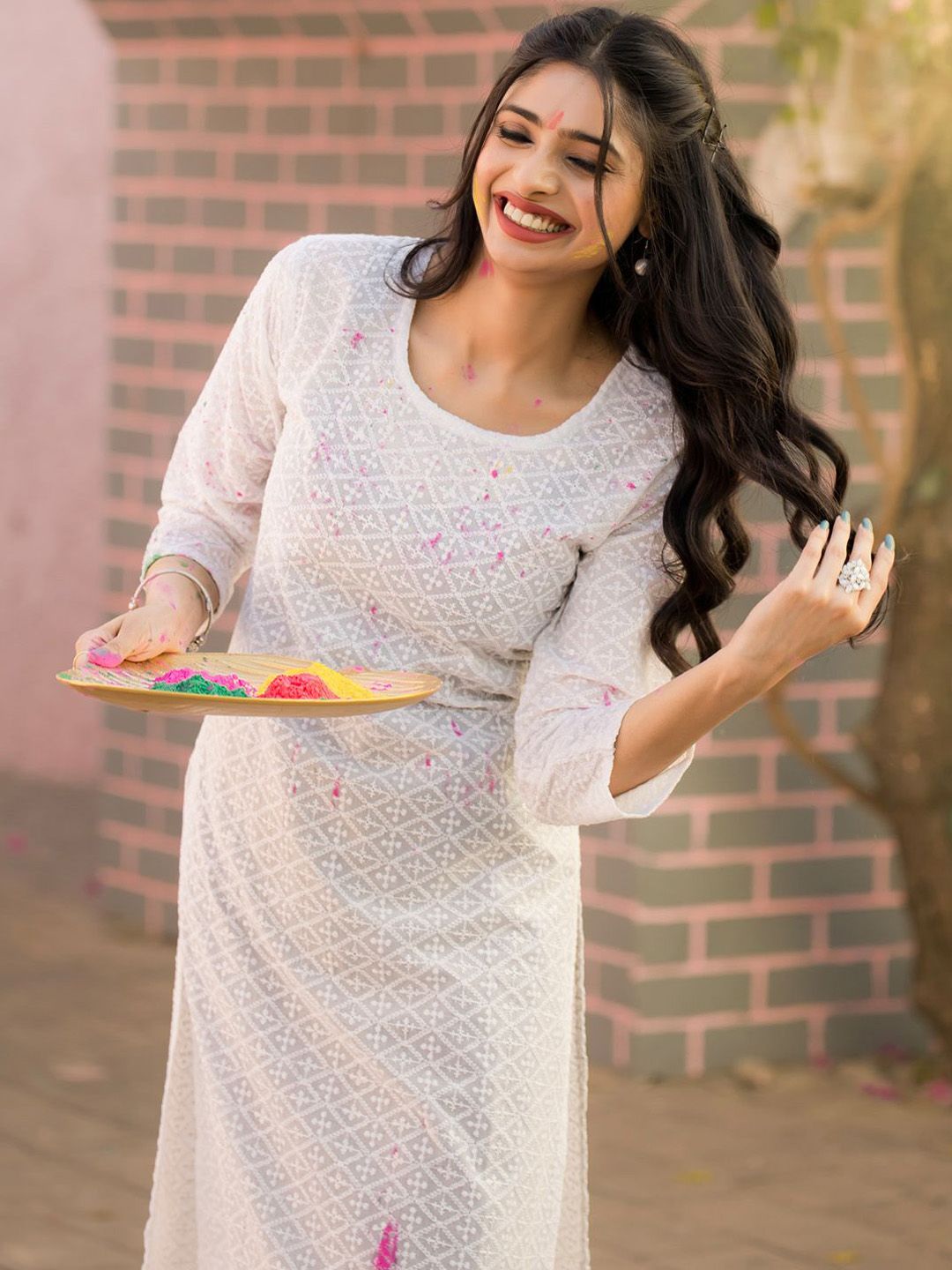 Indo Era Women Geometric Embroidered Sequinned Kurta