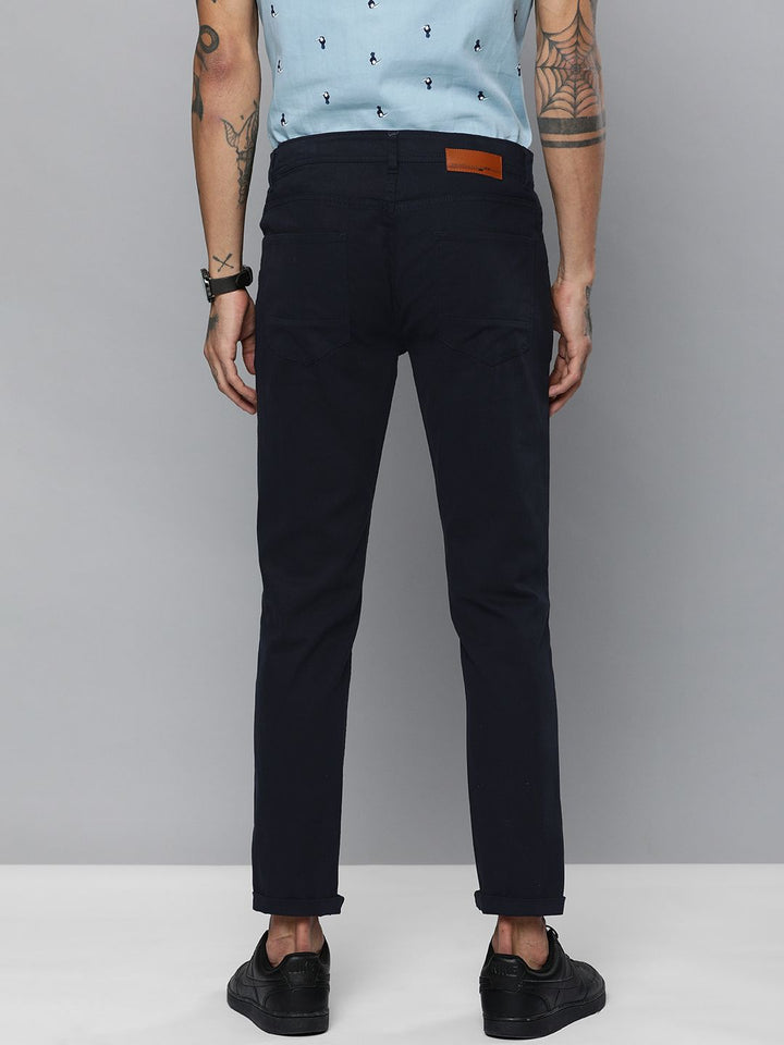 The Indian Garage Co Men Navy Blue Slim Fit Solid Chinos