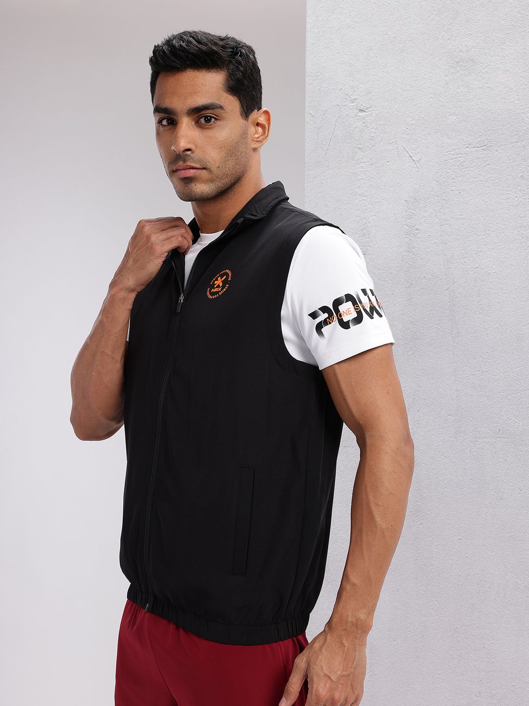 HRX by Hrithik Roshan Brand Logo Printed Detail Rapid-Dry Training Gilet Jacket