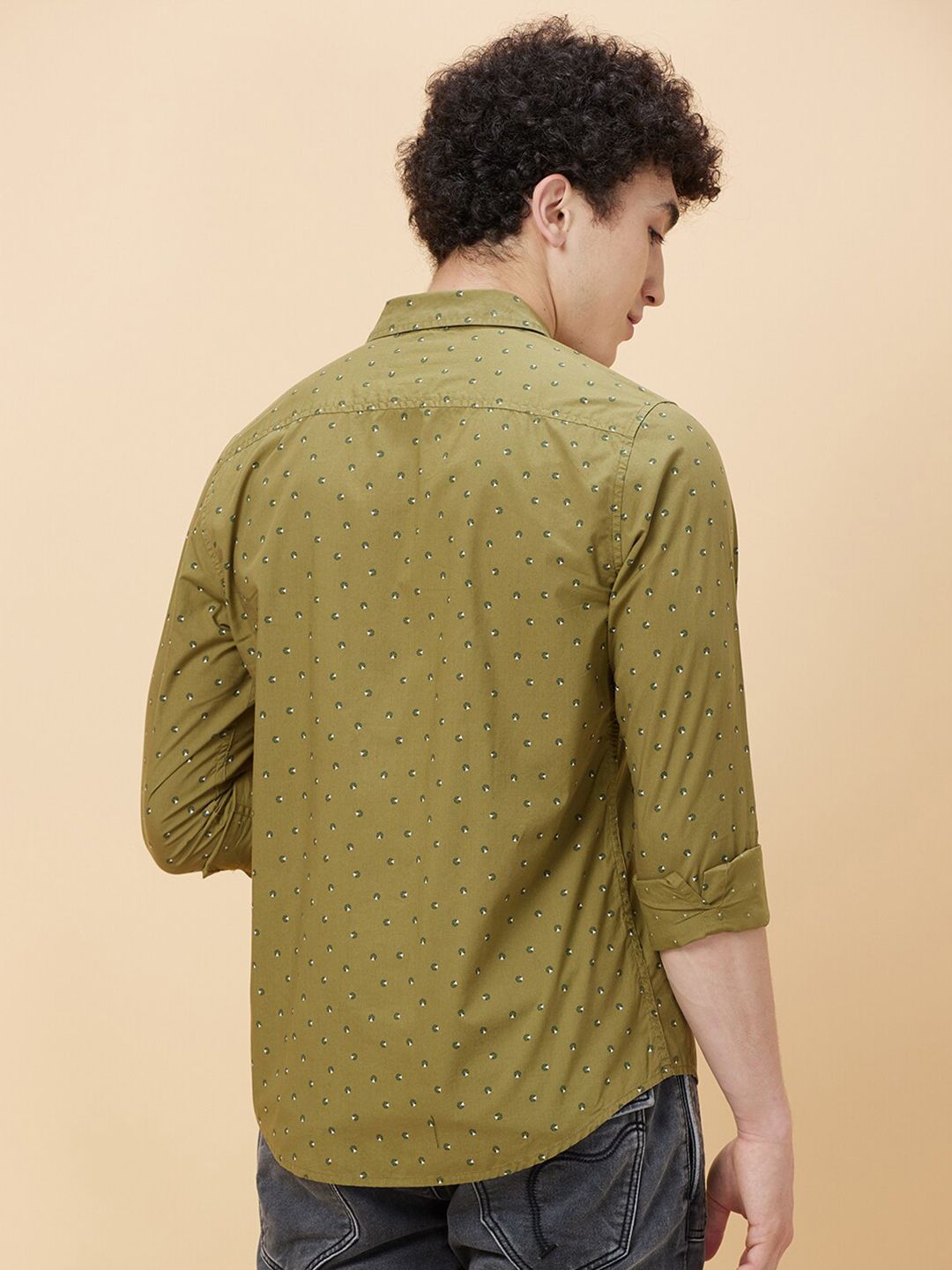 Being Human Slim Fit Conversational Print Spread Collar Long Sleeves Casual Shirt