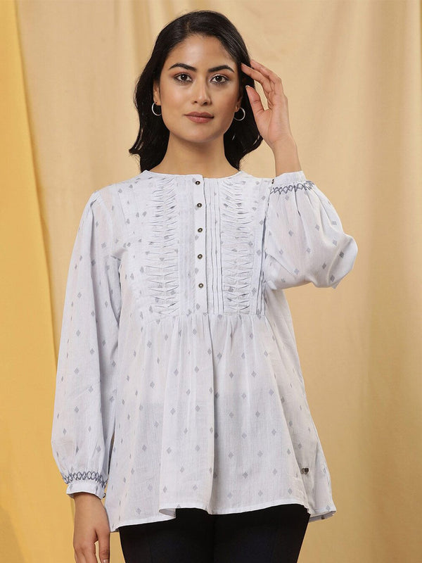 W Geometric Self Design Cotton Top