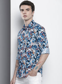 The Indian Garage Co Men Pure Cotton Slim Fit Opaque Printed Party Shirt