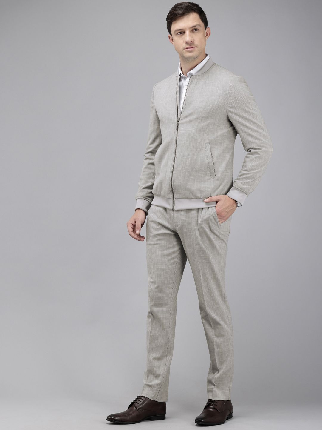 Park Avenue Slim Fit Checked 2 Piece Formal Suit