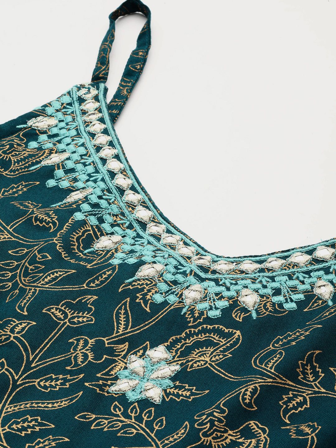 all about you Ethnic Motif Printed Shoulder Straps Embroidered Jumpsuit