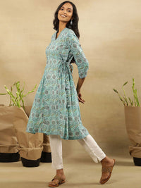W Women Floral Printed Flared Sleeves Cotton A-Line Kurta
