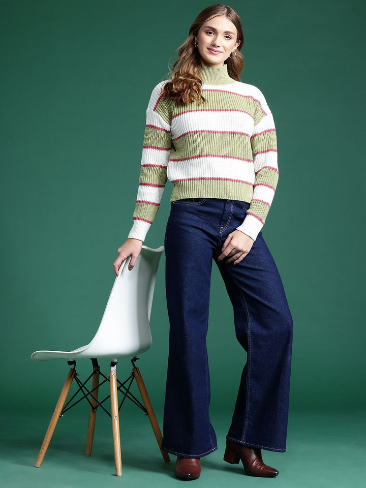 DressBerry Women Striped Acrylic Pullover