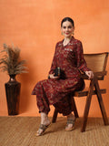 Anouk Floral Embroidered Regular Thread Work Kurta with Trousers