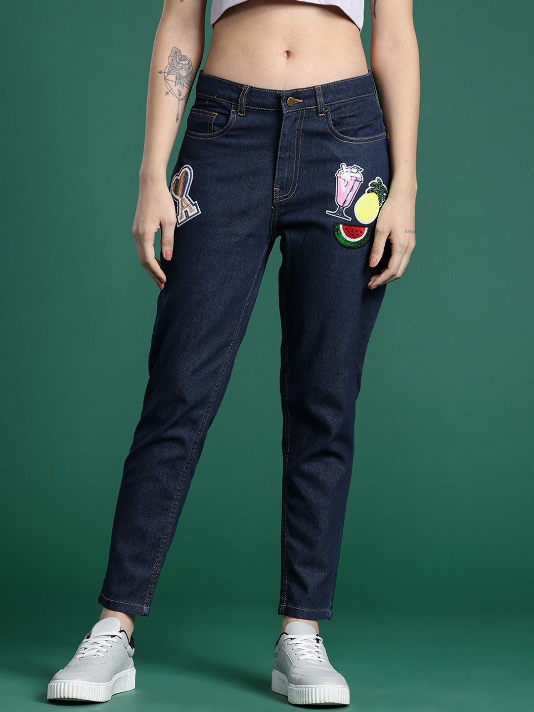 DressBerry Women Embellished Mom Fit Jeans