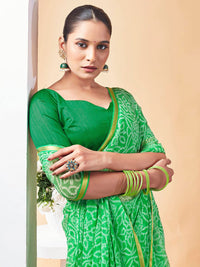 KALINI Bandhani Zari Pure Chiffon Bandhani Saree