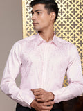 House of Pataudi Self Design Pure Cotton Opaque Party Shirt