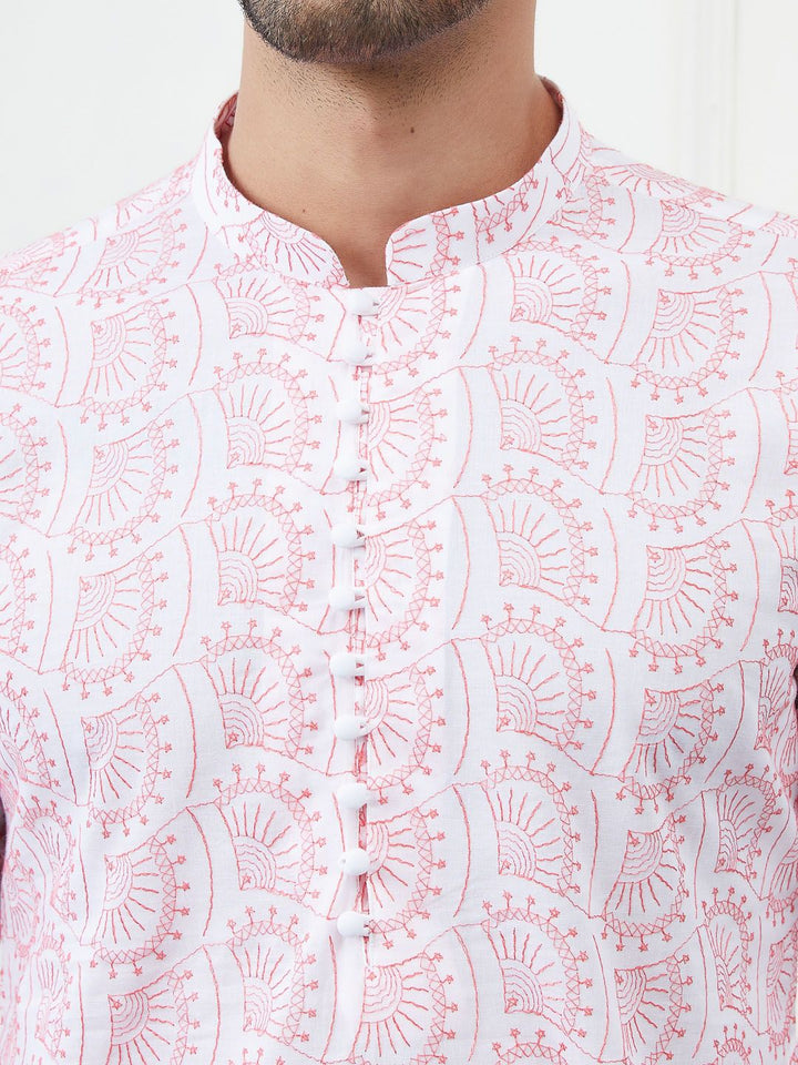 See Designs Floral Embroidered Chikankari Pure Cotton Straight Kurta with Trouser