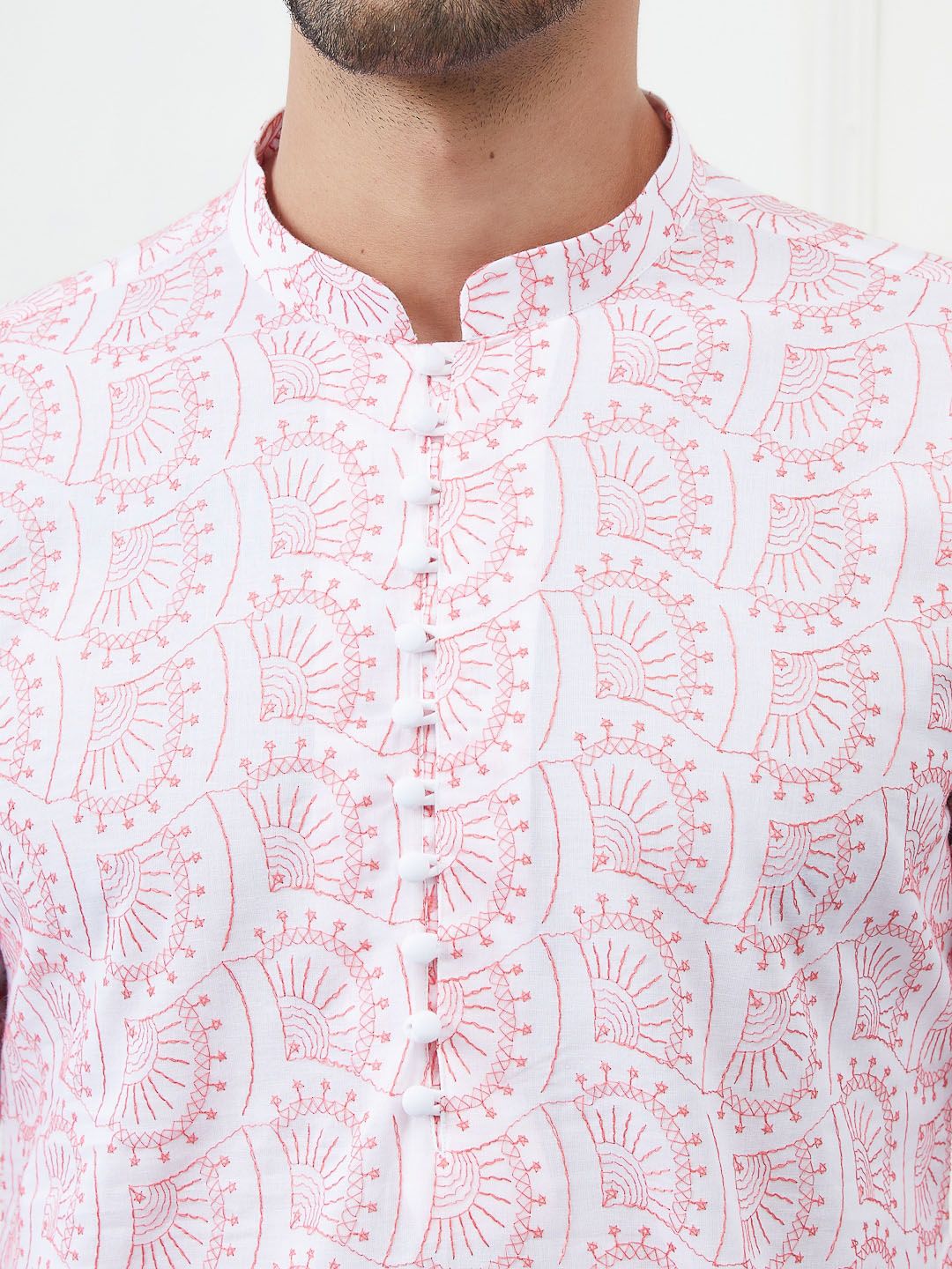 See Designs Floral Embroidered Chikankari Pure Cotton Straight Kurta with Trouser