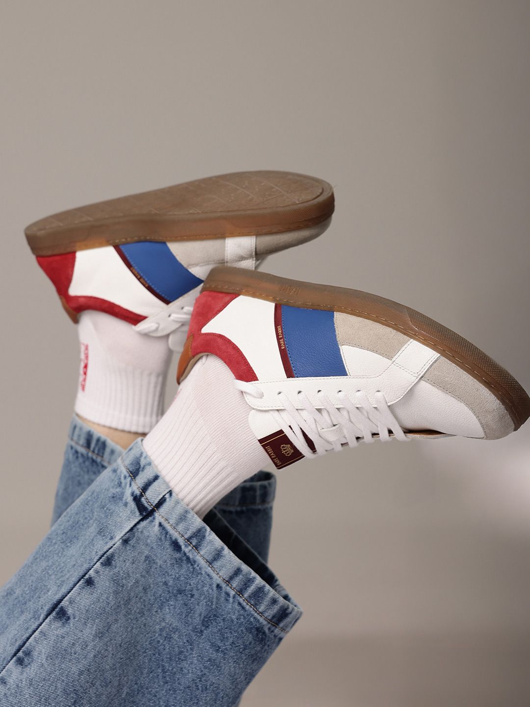 RARE RABBIT Men Colourblocked Leather Sneakers