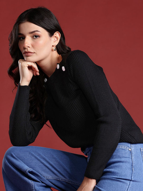 all about you Women Acrylic Ribbed Pullover