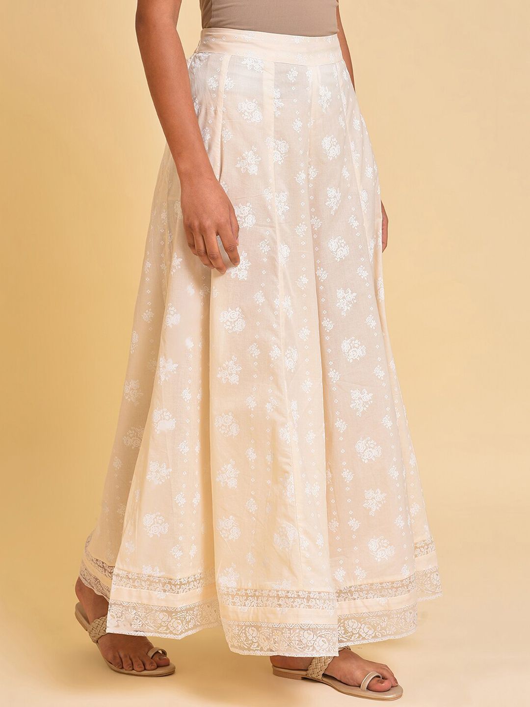 W Women Floral Printed Loose Fit Pure Cotton Trousers