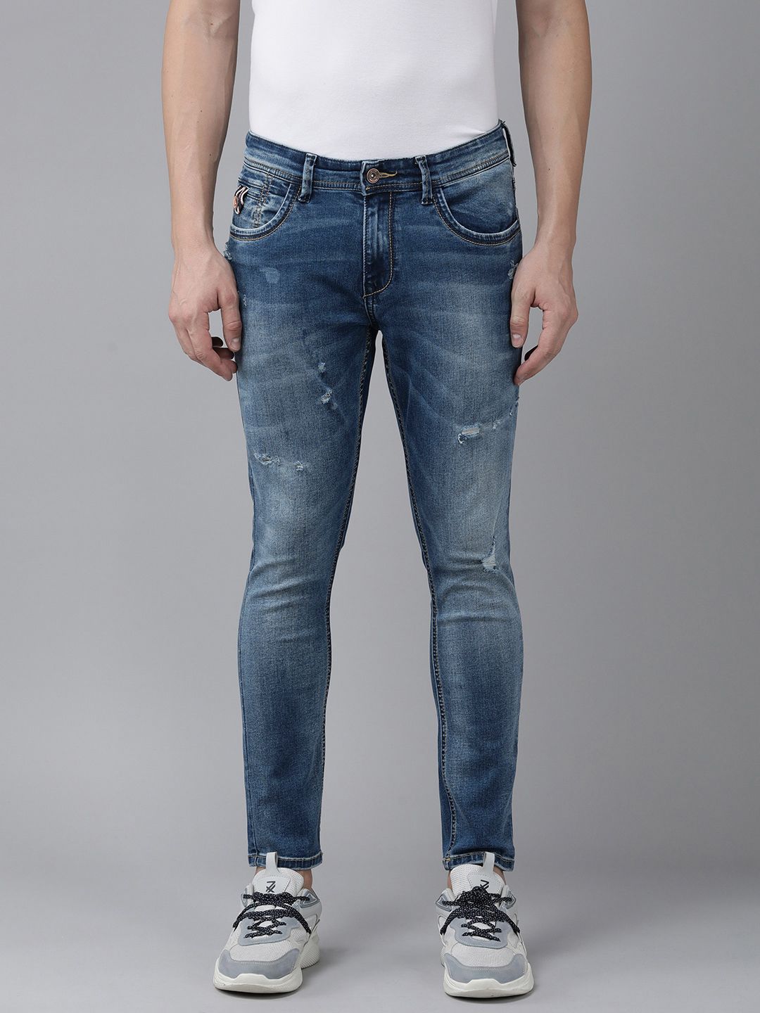 SPYKAR Men Kano Skinny Fit Mildly Distressed Heavy Fade Stretchable Jeans