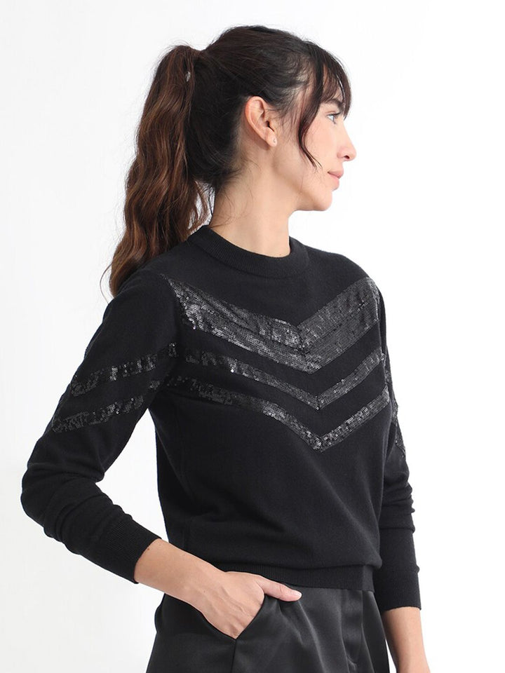RAREISM Embellished Sequined Pullover Sweater