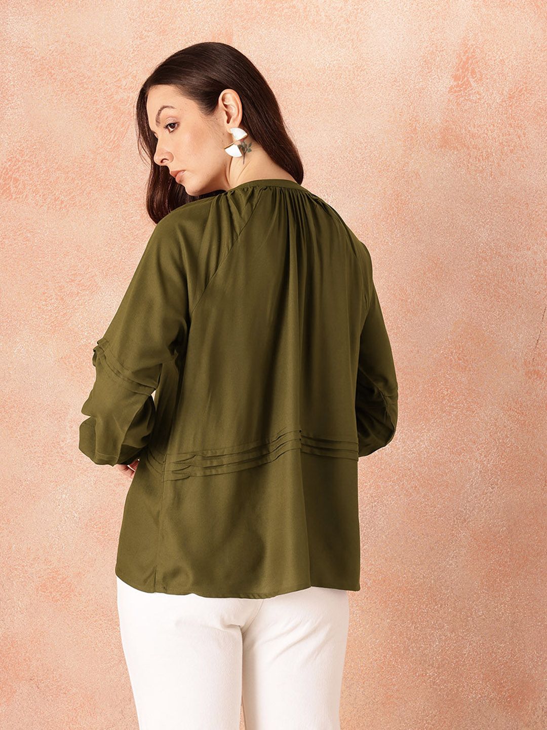 all about you Pin Tucks Raglan Sleeves Casual Shirt
