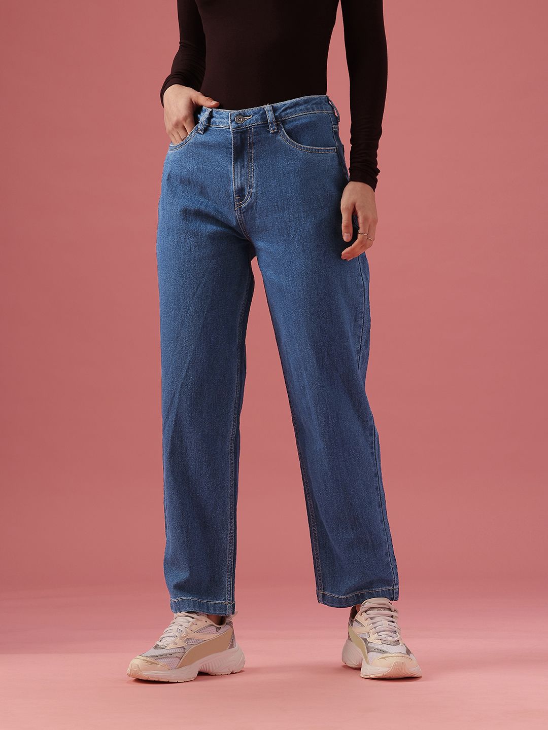 DressBerry Women Mom Fit High-Rise Light Fade Stretchable Jeans