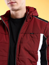 The Indian Garage Co Men Colourblocked Bomber Jacket with Hood