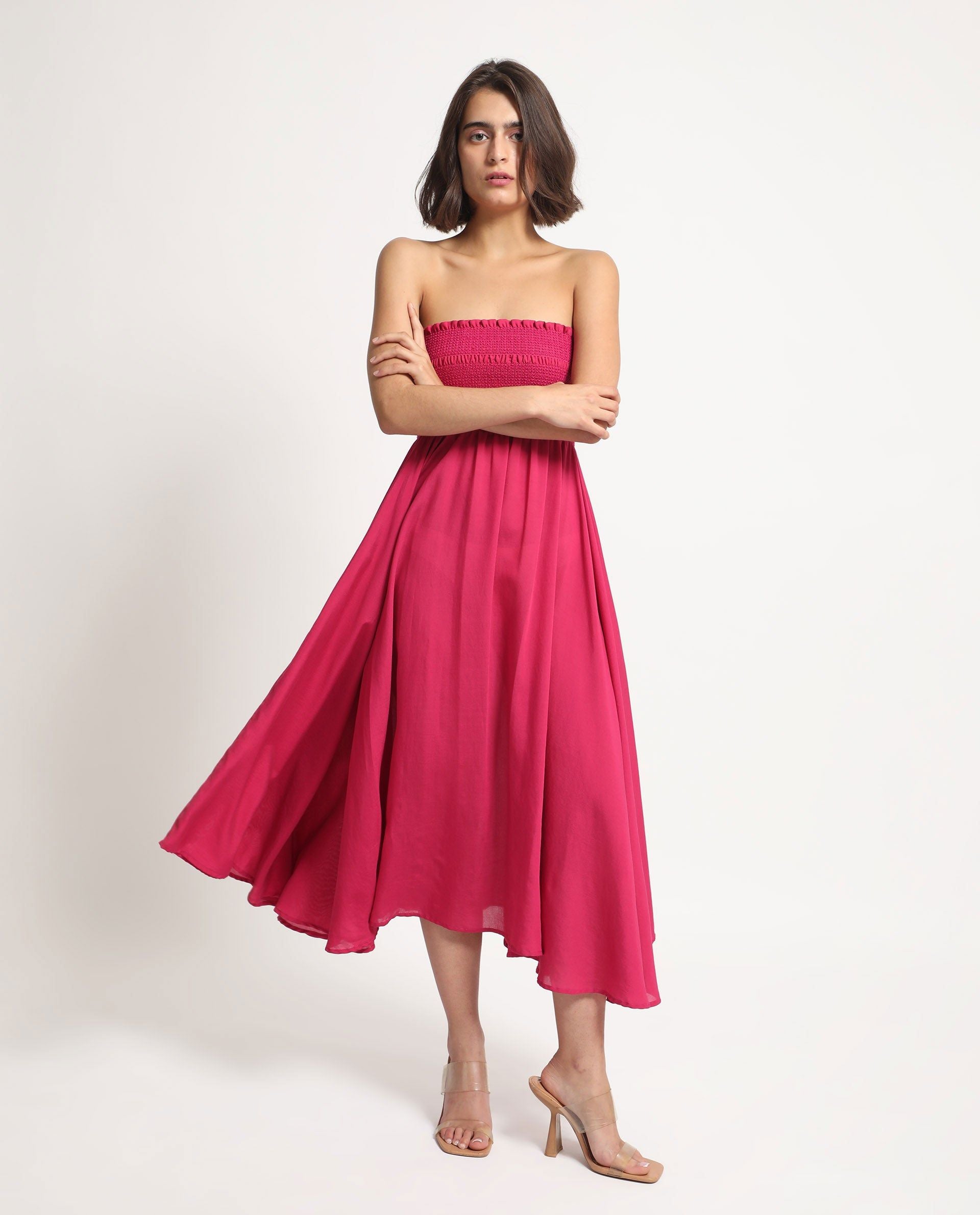 RAREISM Off-Shoulder Smocked Tube Dress