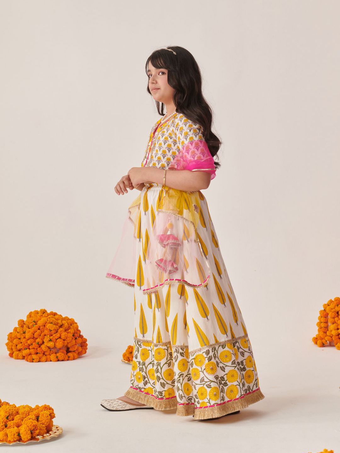 pspeaches Girls Printed Ready to Wear Lehenga & Blouse With Dupatta