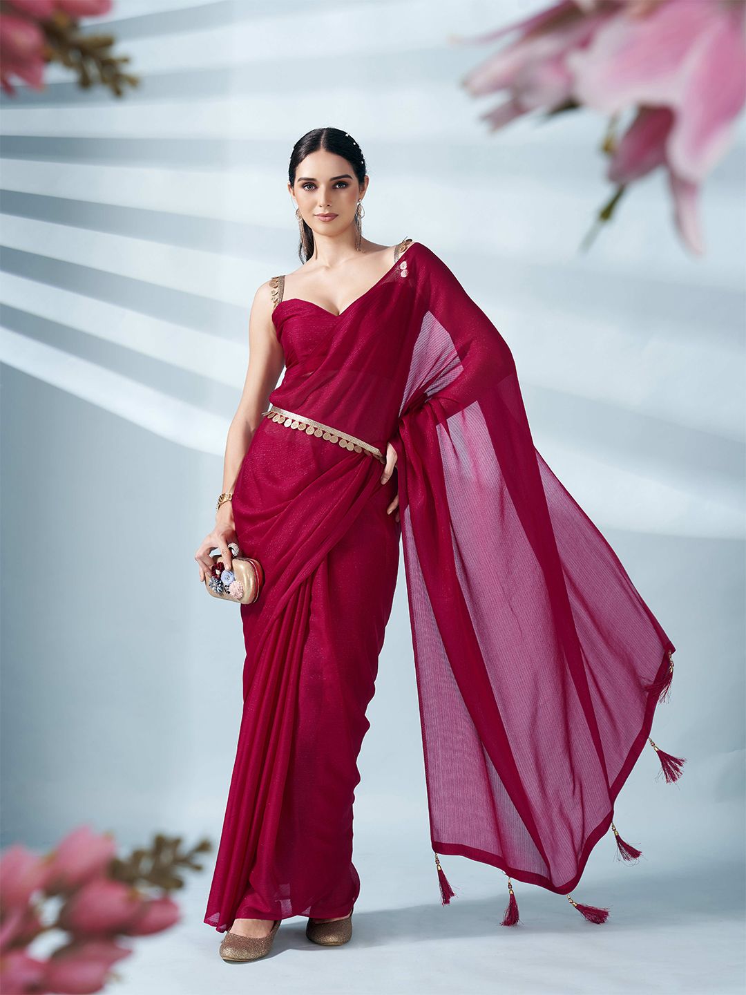 Tikhi Imli Satin Saree With Belt