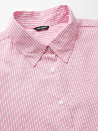 Style Quotient Pink Classic Striped Cotton Formal Shirt