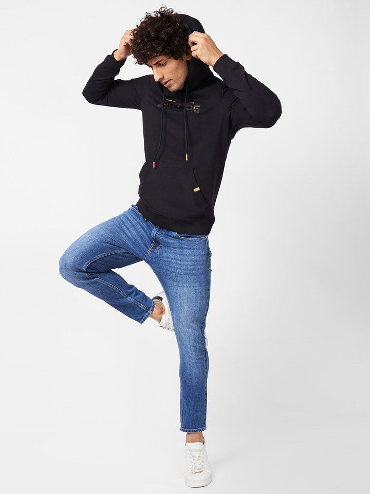 SPYKAR Typography Printed Hooded Sweatshirt