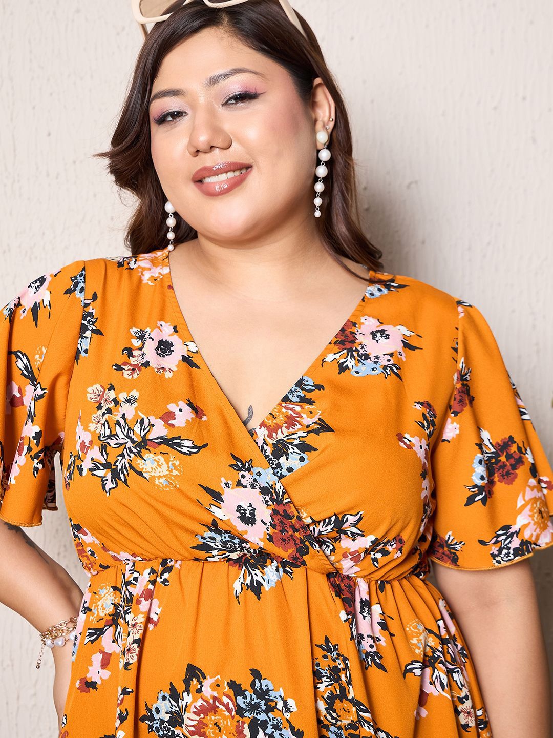 Berrylush Curve Floral Print Fit & Flare Dress
