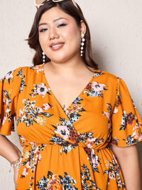 Berrylush Curve Floral Print Fit & Flare Dress