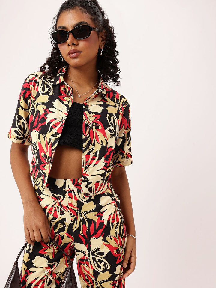 DressBerry Resort Ready Global Groove Shirt Style Crop Top