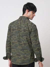 VASTRADO Men Classic Cutaway Collar Camouflage Printed Cotton Casual Shirt