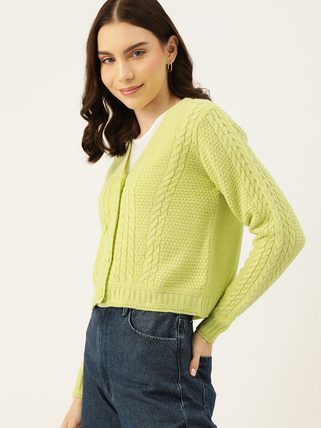 DressBerry Pure Acrylic Cable Knit Cardigan
