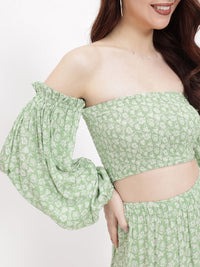 DressBerry Ditsy Floral Smocked Bardot Blitz Crop Top
