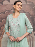 Vishudh Floral Embroidered Regular Pure Cotton Kurta with Trouser & Dupatta