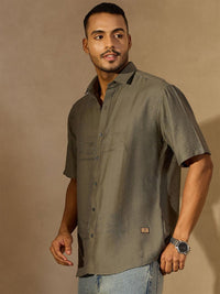 DENNISON Men Solid Oversized Smart Casual Shirt
