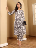 Varanga Floral Printed V-Neck Straight Kurta With Trousers